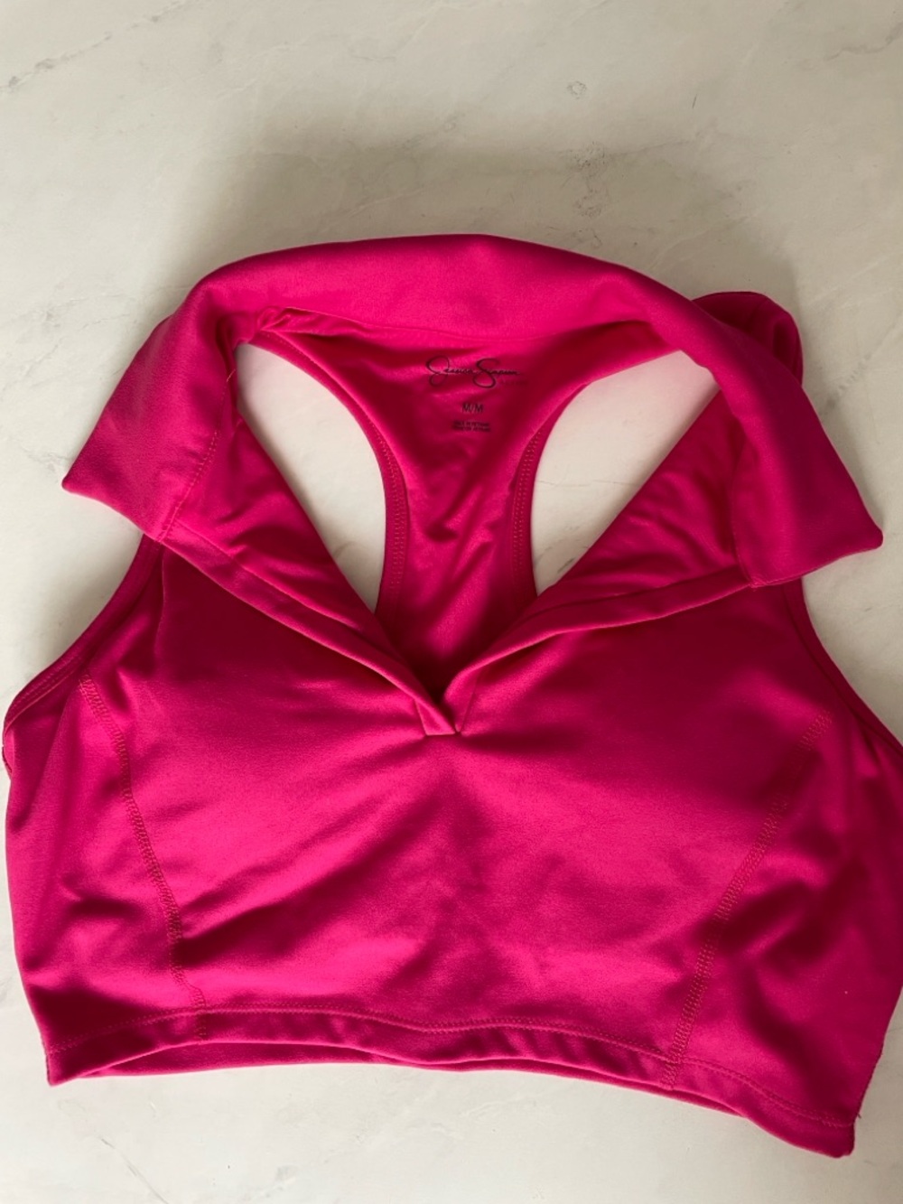 Jessica Simpson Hot Pink Hooded Racerback Sports Bra